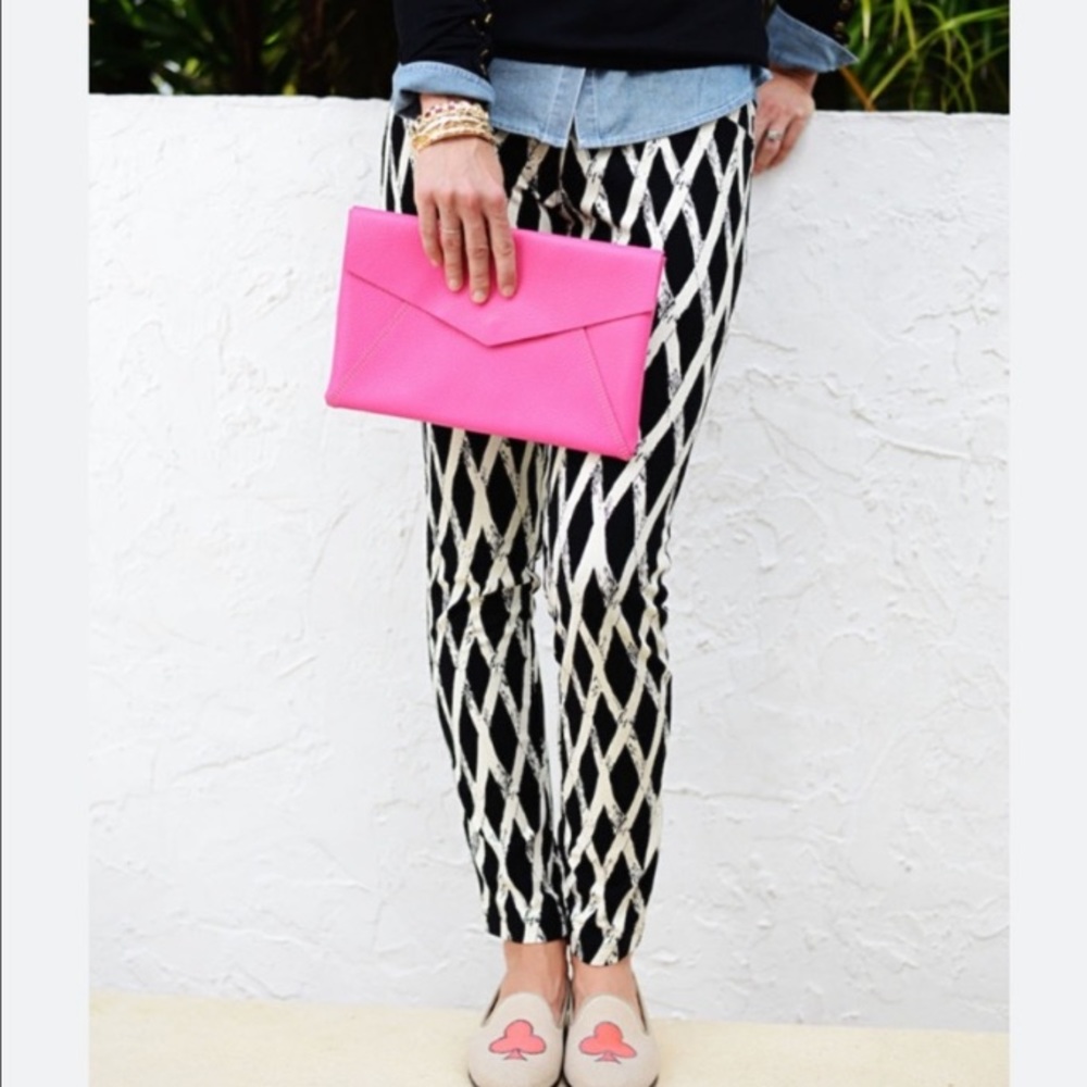 J. McLaughlin Black & Ivory Lattice Stretch Skinny Pants - 4
